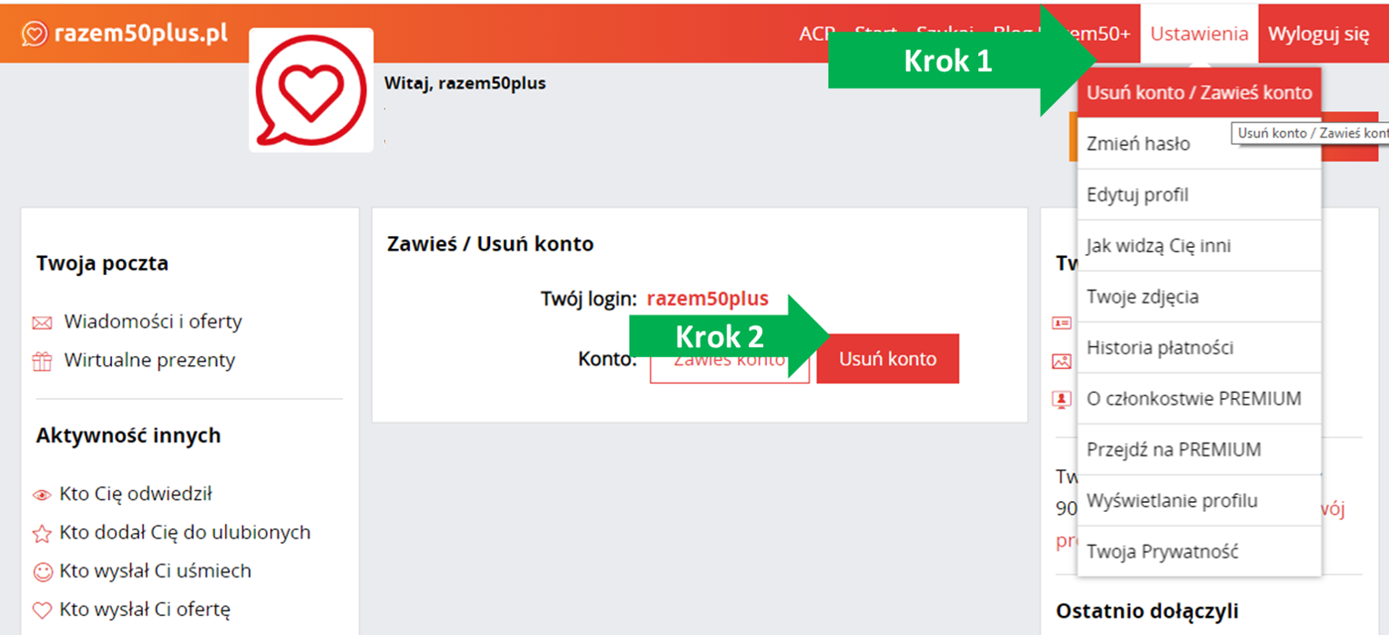 łatwe usunięcie swojego profilu z portalu razem50plus.p